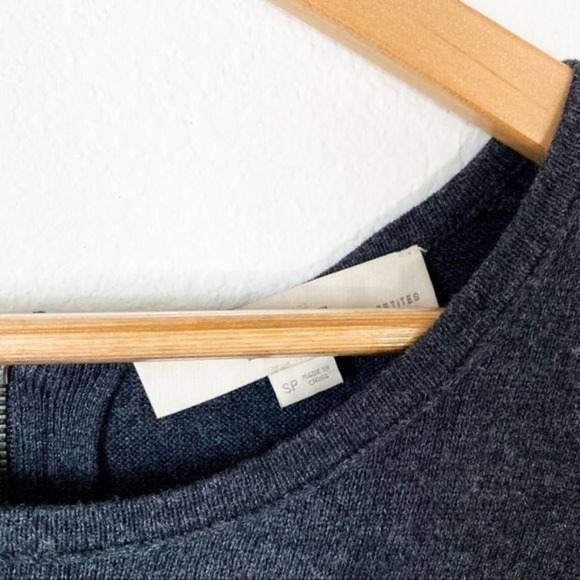 LOFT Gray Striped Metallic Crew Zip Sweater SP Small Petites - Picture 4 of 6